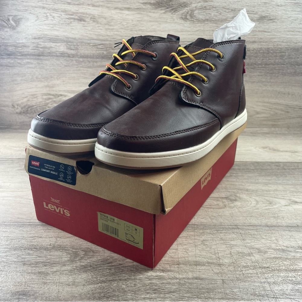 Levi’s Men's Atwater Chukka Hi Top Casual Sneaker Boot Shoes Dark Brown Size 9
